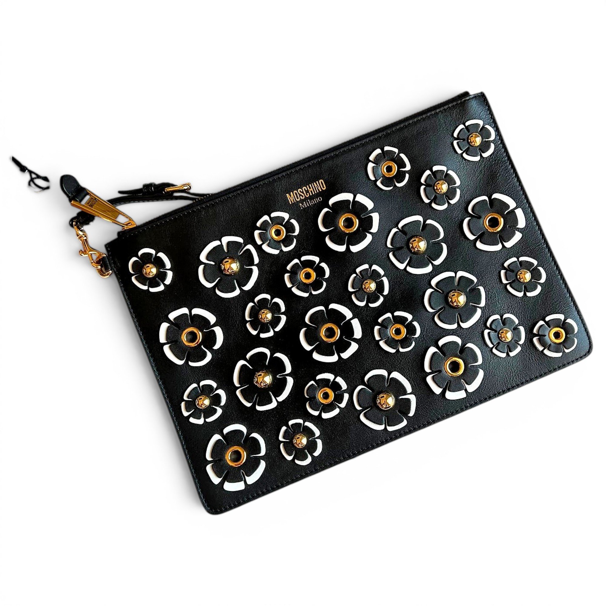 Leather clutch bag
