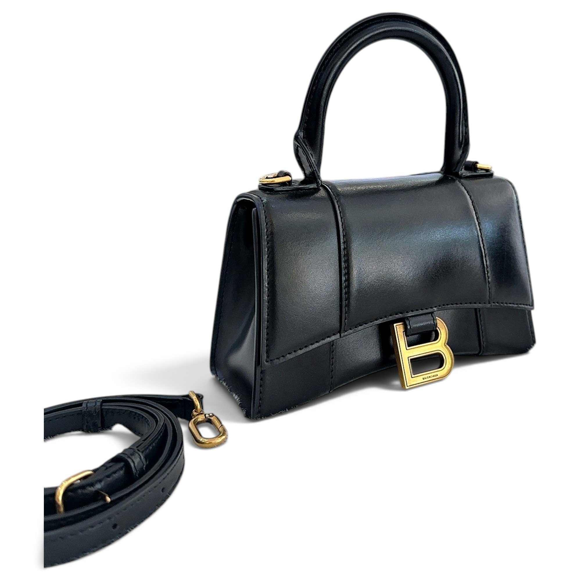 Hourglass leather handbag