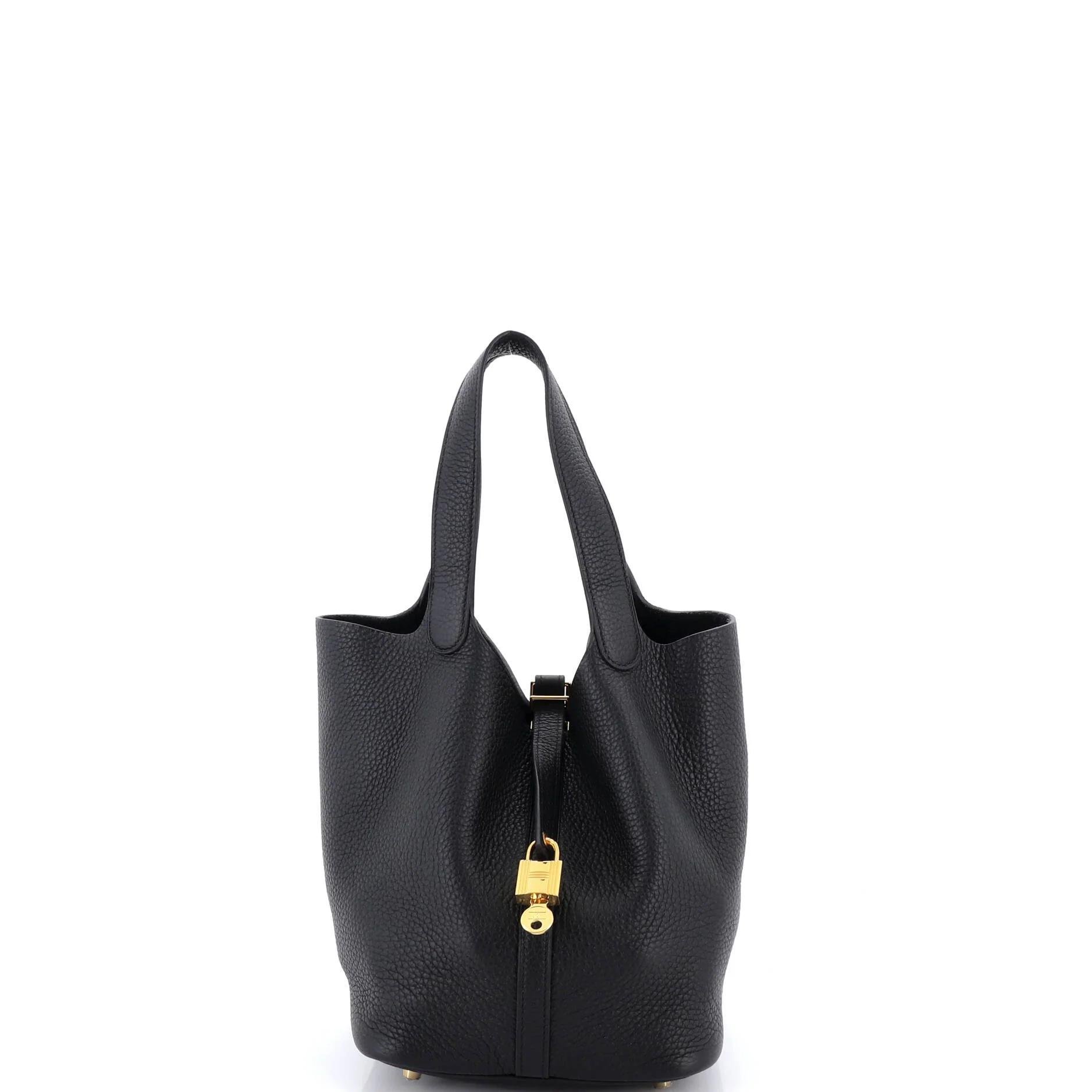 Hermes Picotin 22 Handbag Black Clemence Leather 2023