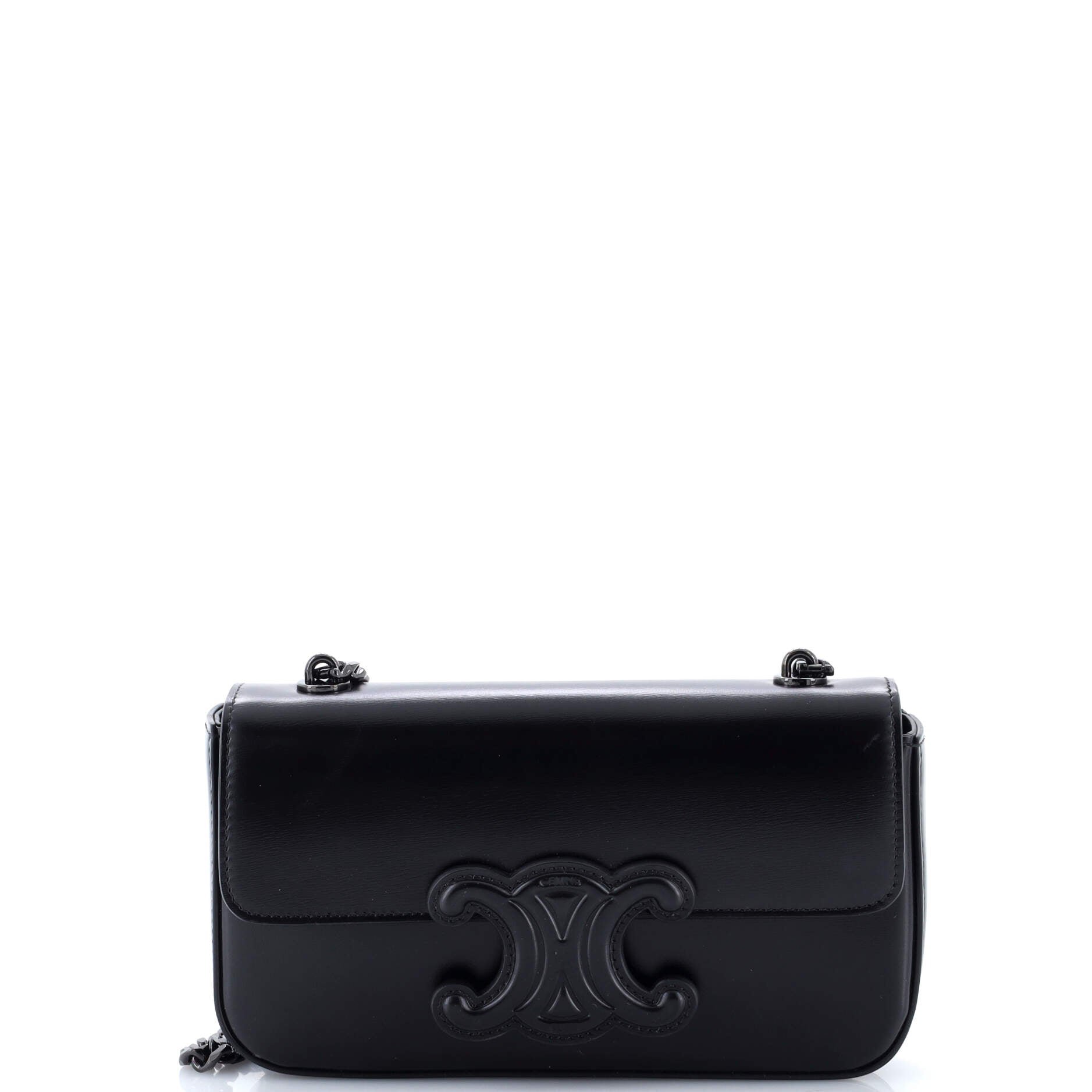 Celine Triomphe Chain Shoulder Bag Leather Small