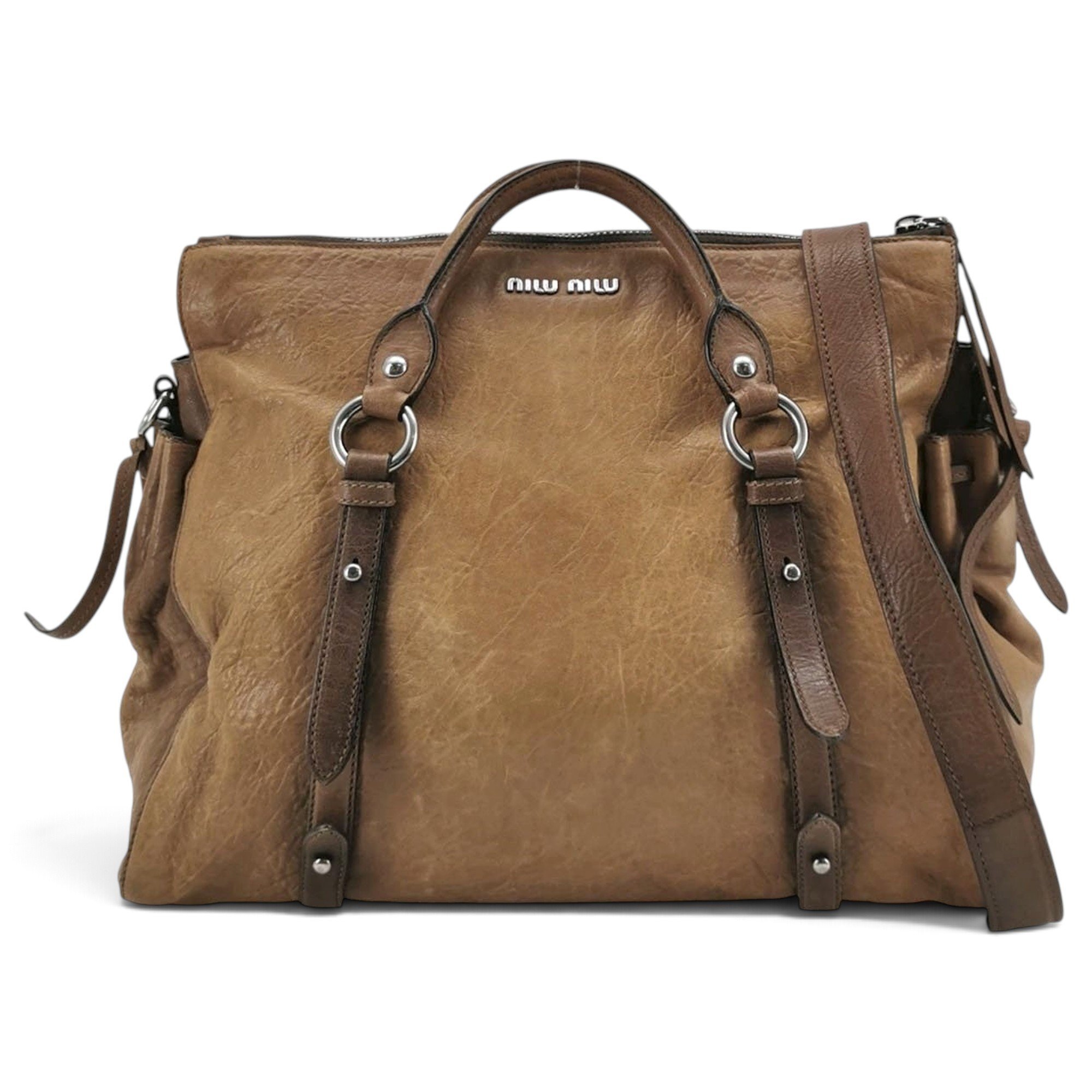 Miu Logo leather handbag