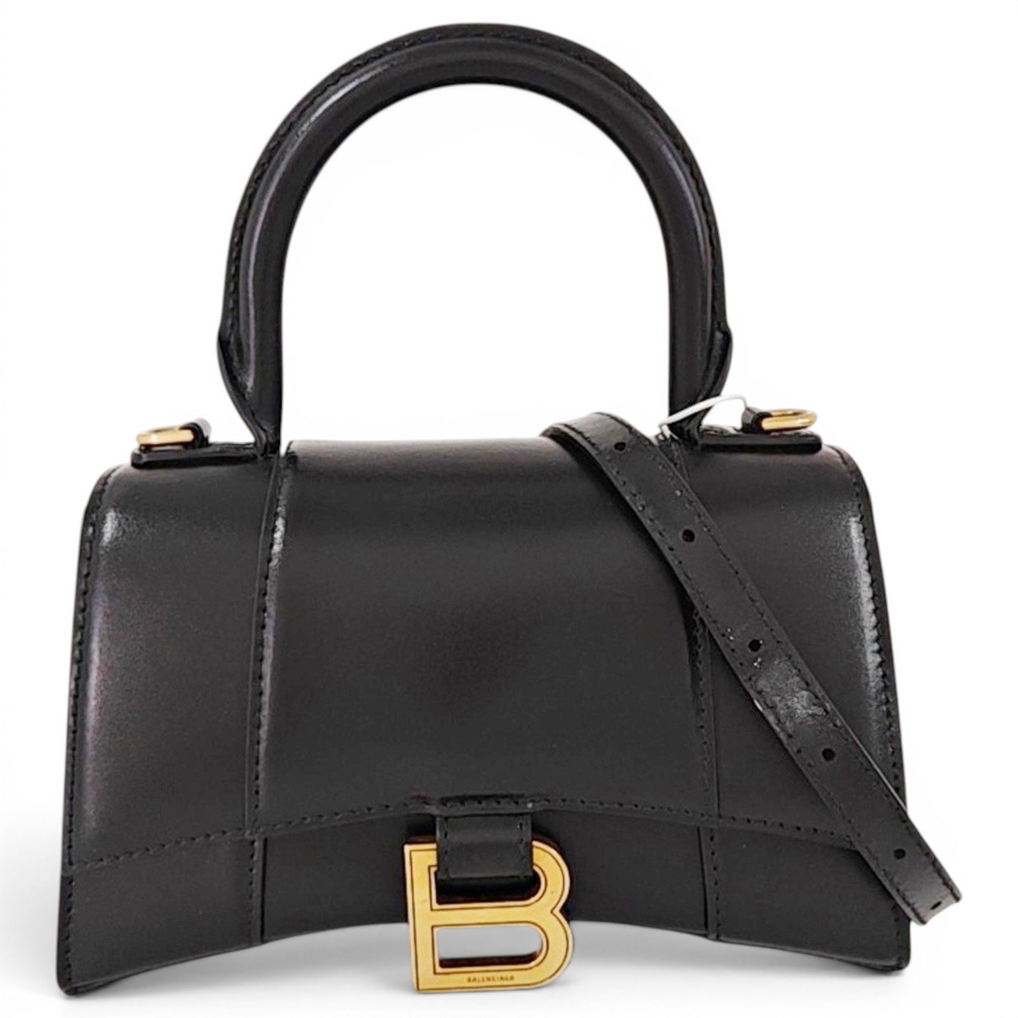 Hourglass leather handbag