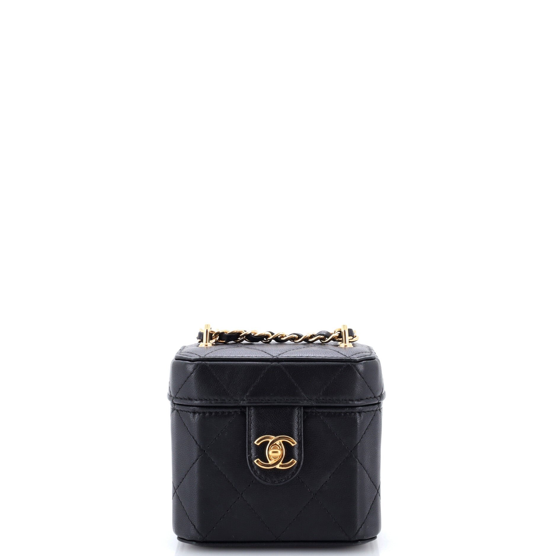 CC Turnlock Box Vanity Case with Chain Quilted Lambskin Mini