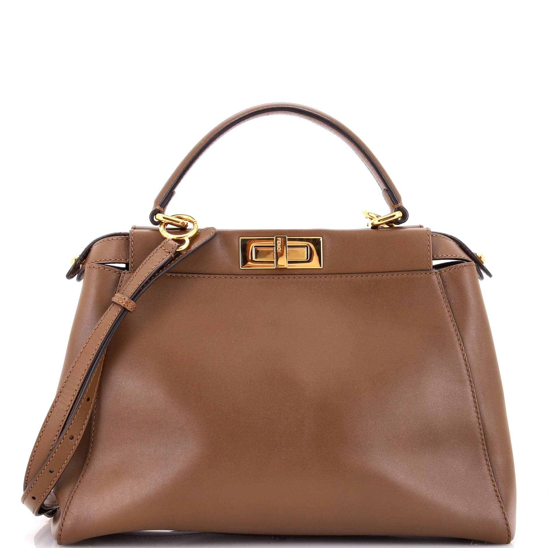Peekaboo Iconic Bag Leather with Pequin Canvas Interior Regular