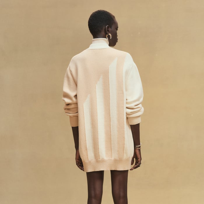Blanc Naturel Long-sleeve Long Cardigan
