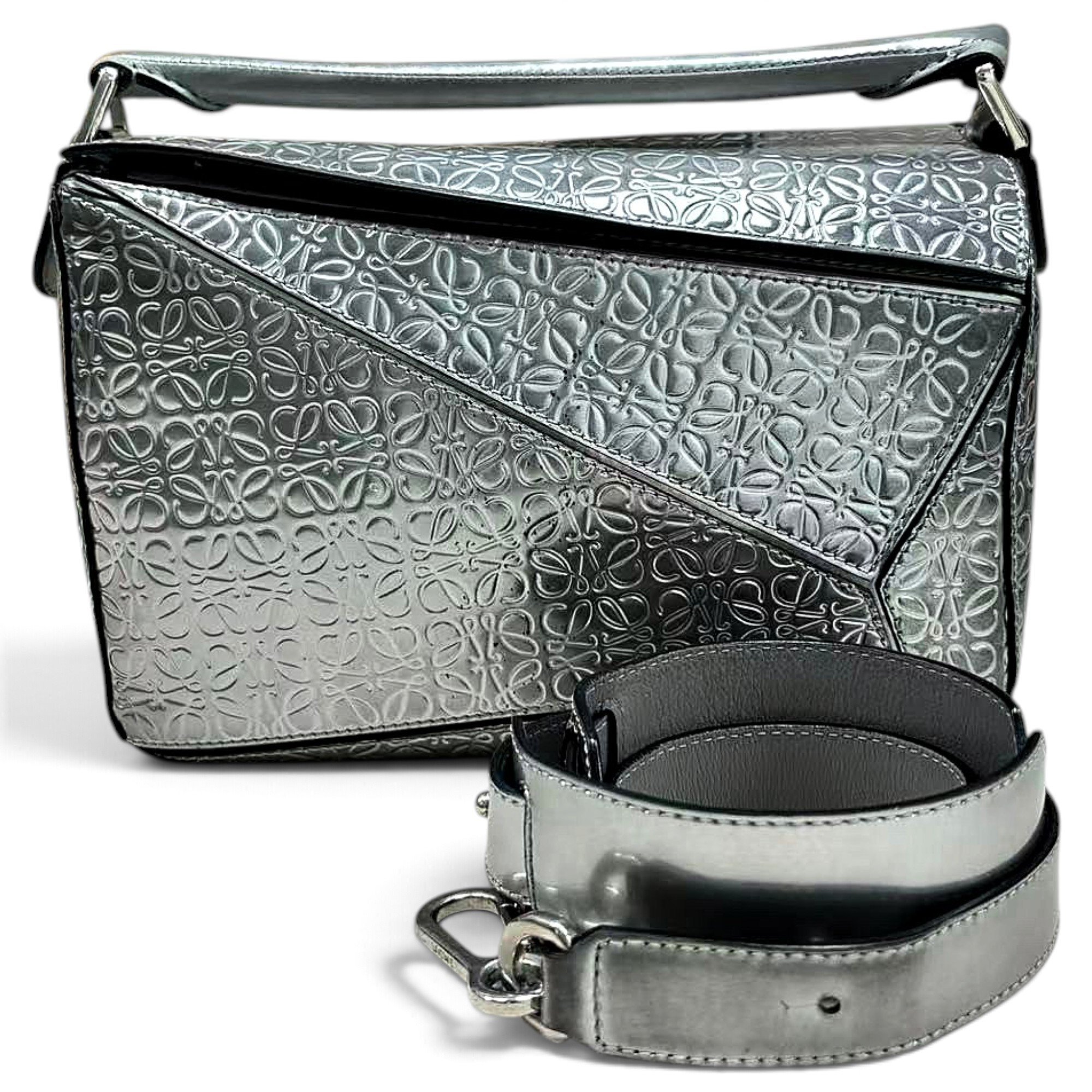 Puzzle leather handbag