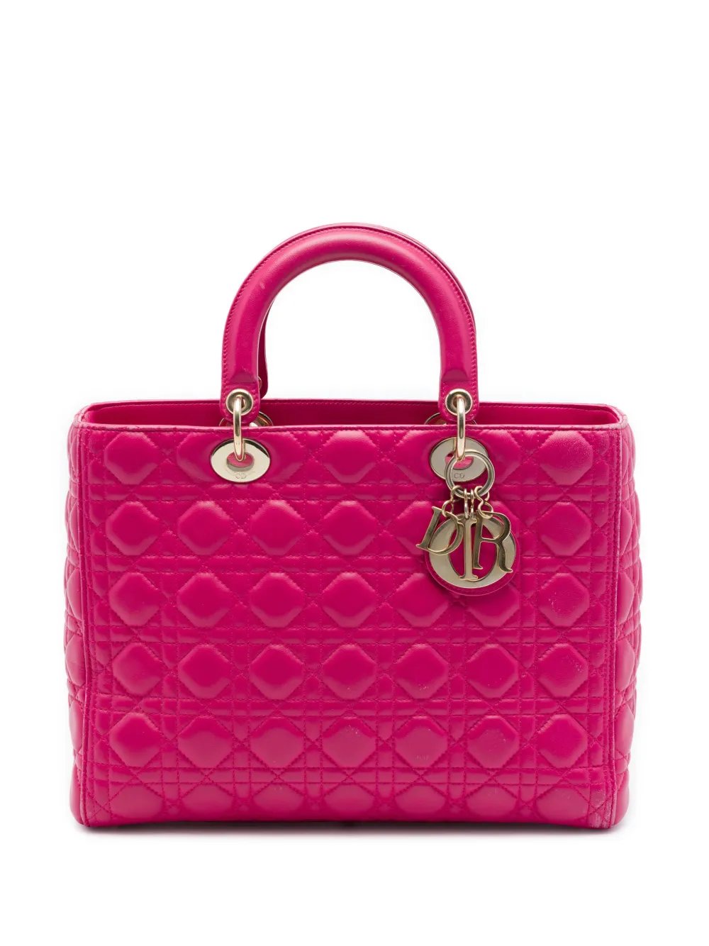 2015 Large Lambskin Cannage Lady Dior satchel