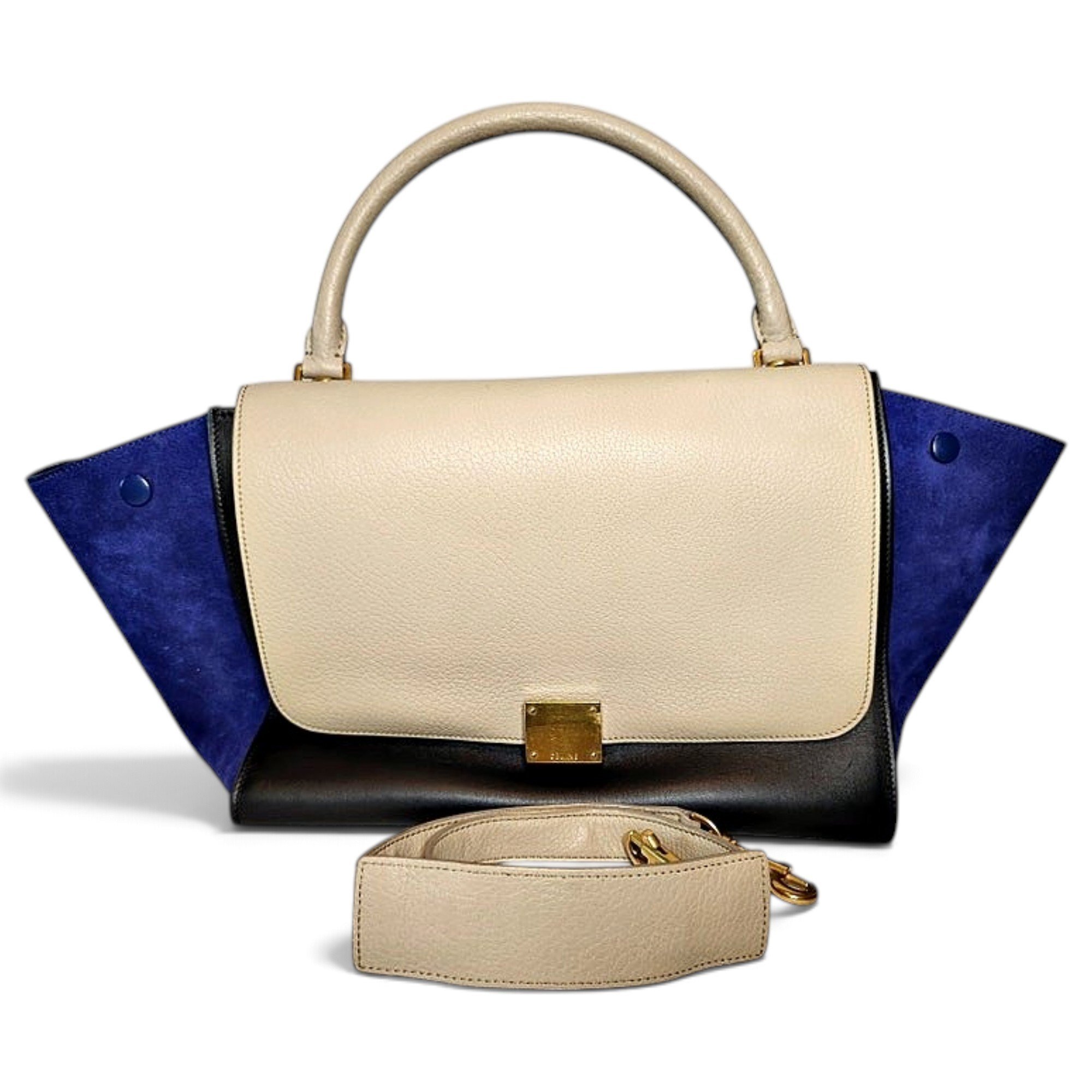Trapèze leather handbag
