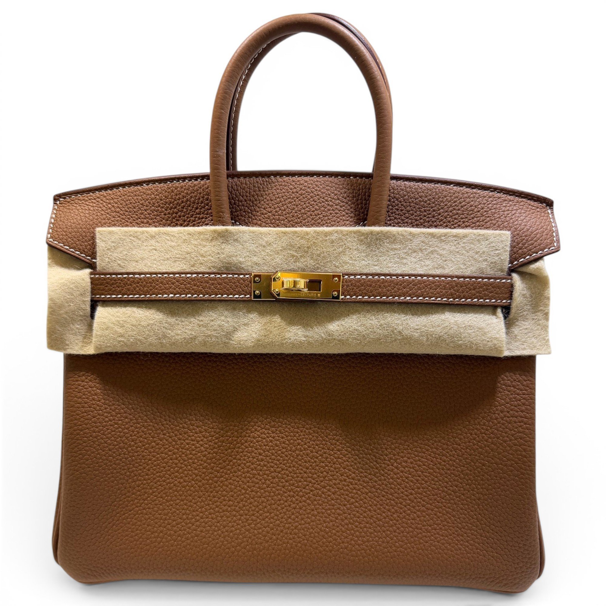 Hermes Birkin 25 Handbag Gold Togo Leather 2025