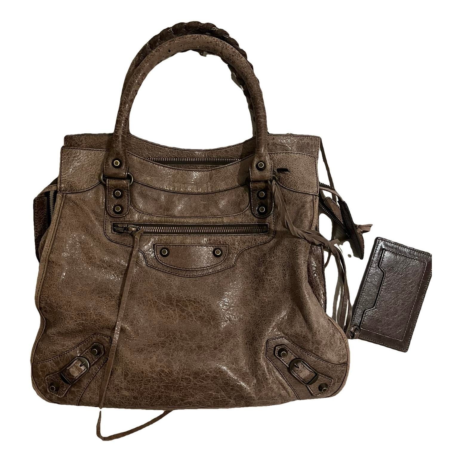 City leather handbag