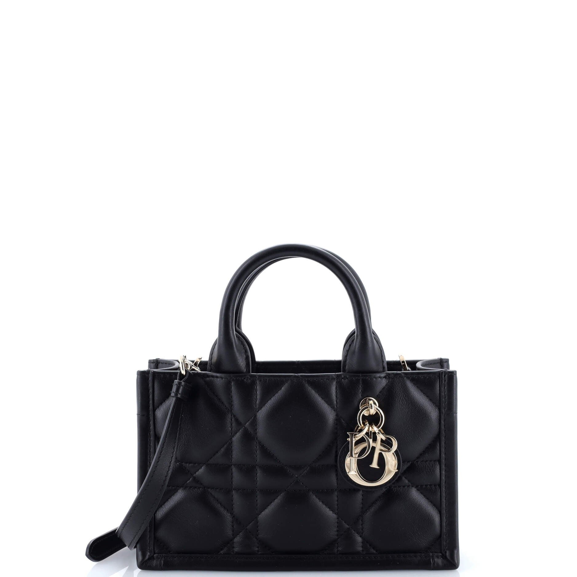 Dior Book Tote with Strap Macrocannage Quilt Calfskin Mini