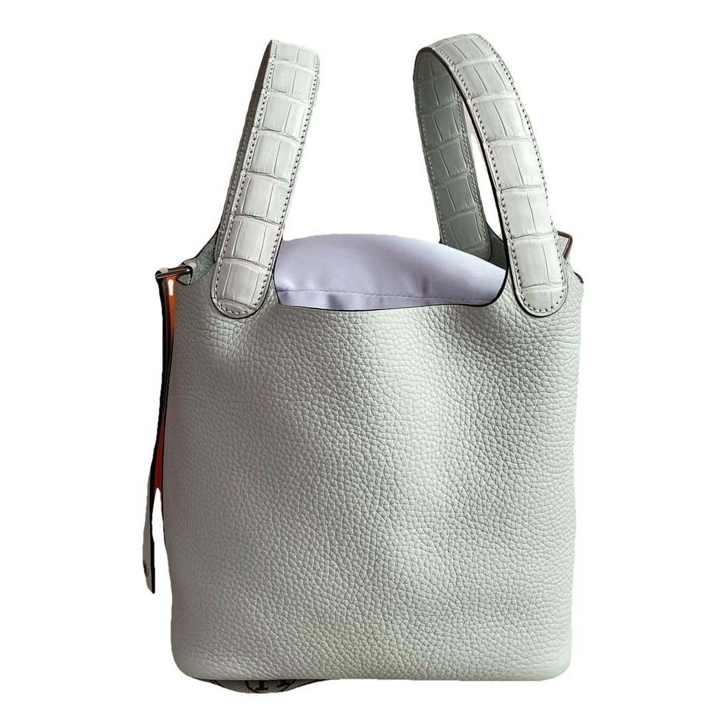 Hermes Picotin Handbag Gris Neve Clemence Leather