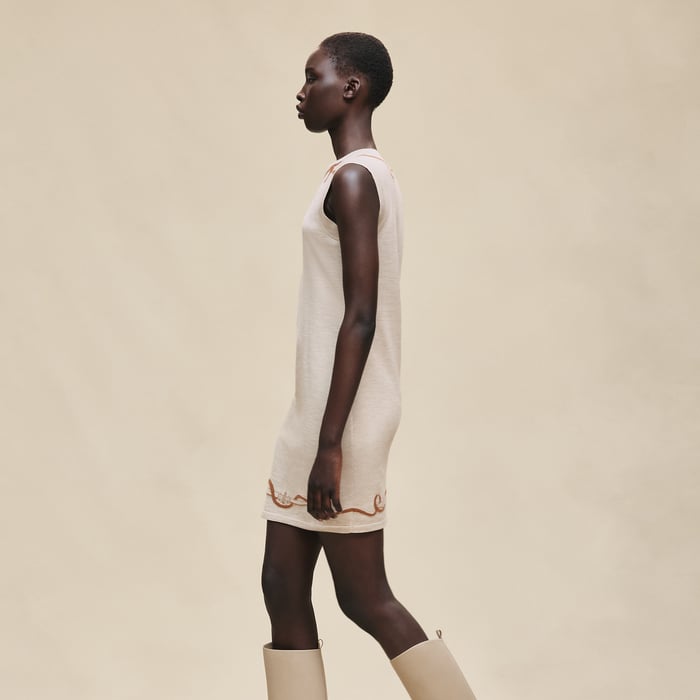 Beige Naturel Sleeveless Tunic Dress
