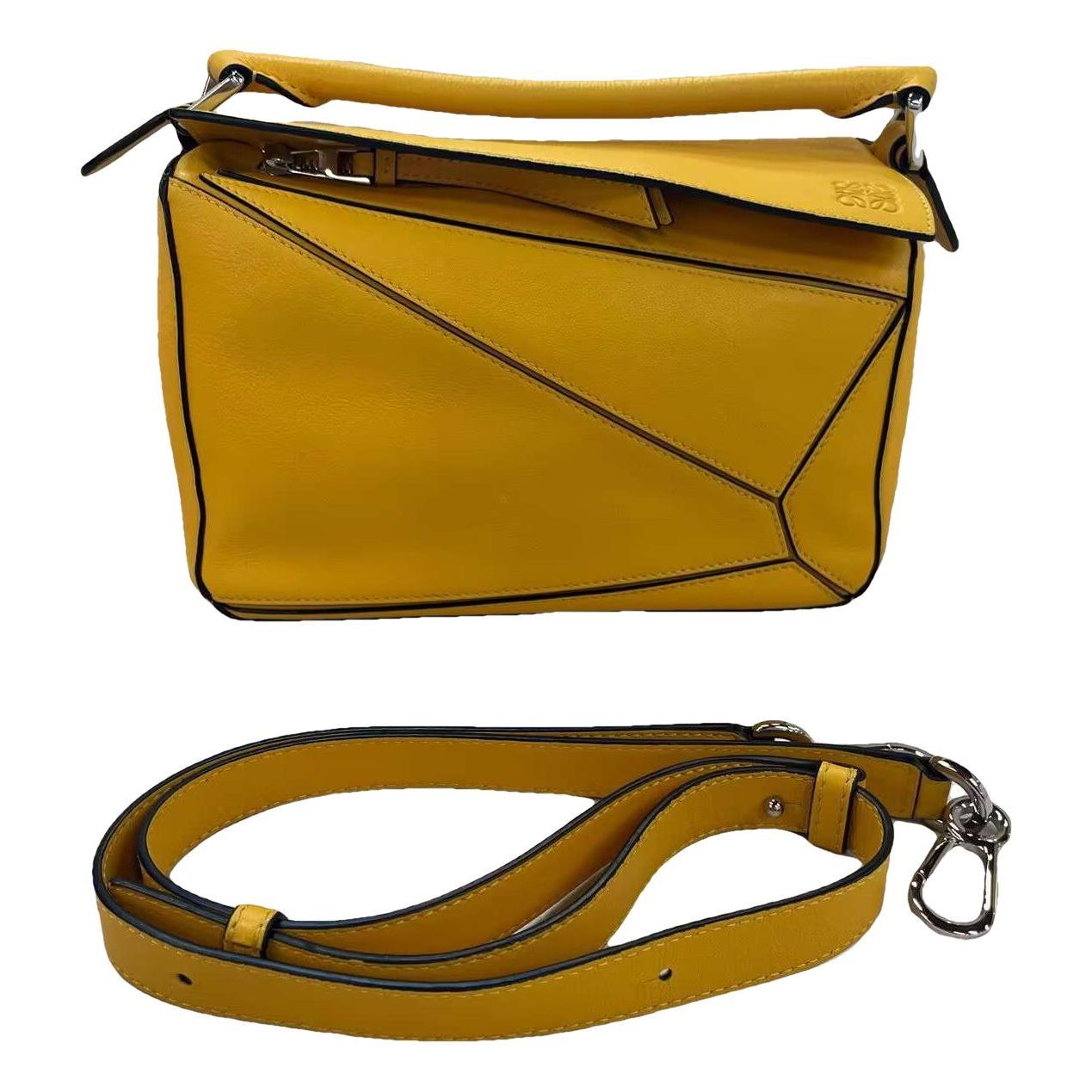 Puzzle leather handbag