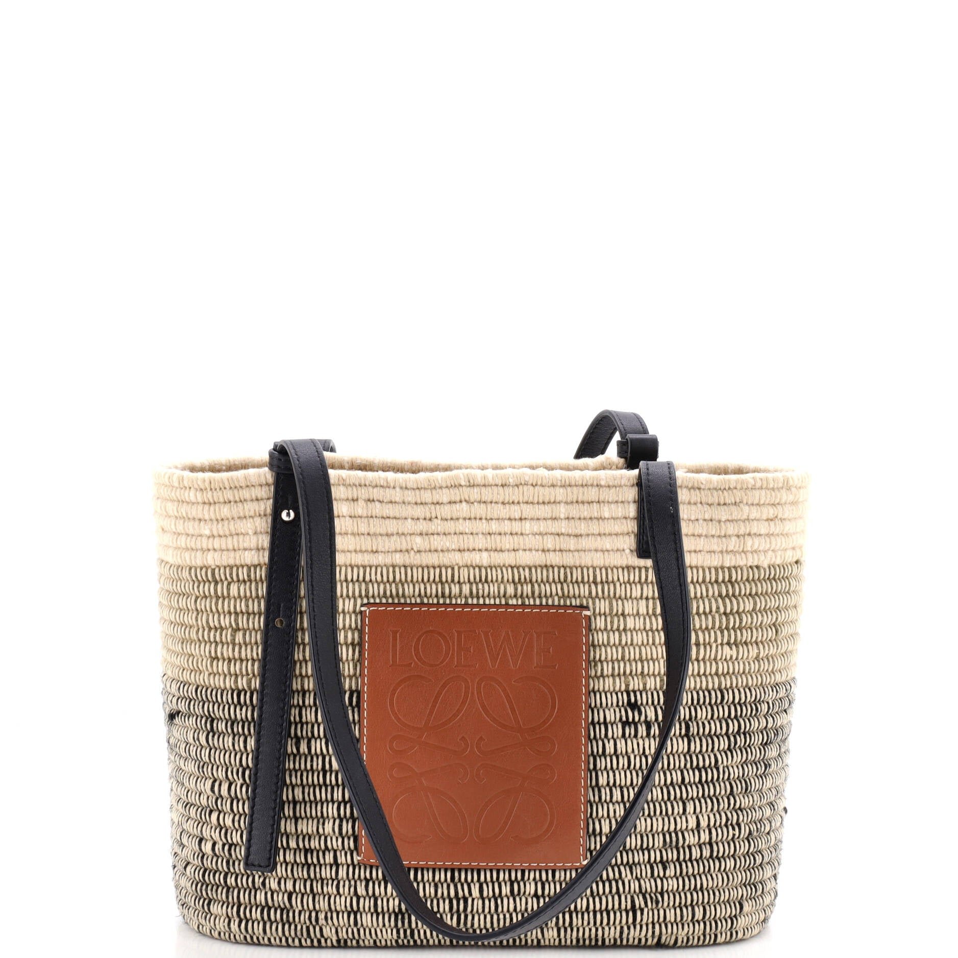 Square Basket Tote Woven Raffia Small