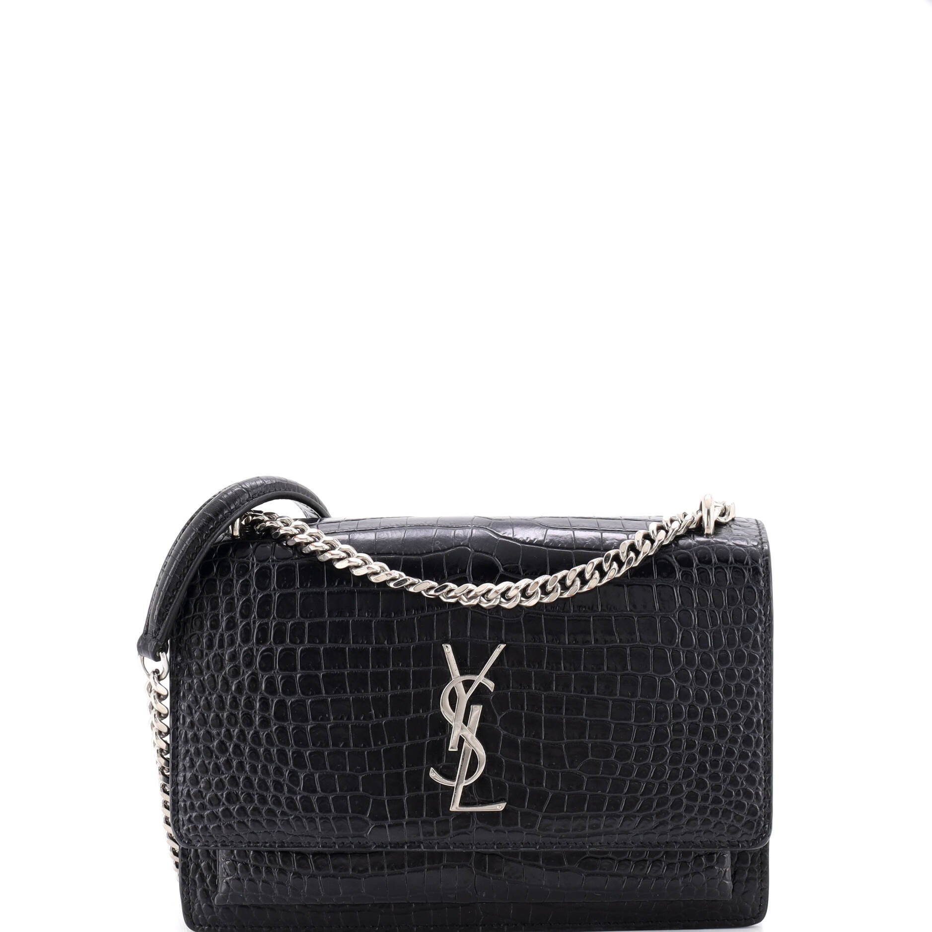 Sunset Crossbody Bag Crocodile Embossed Leather Medium