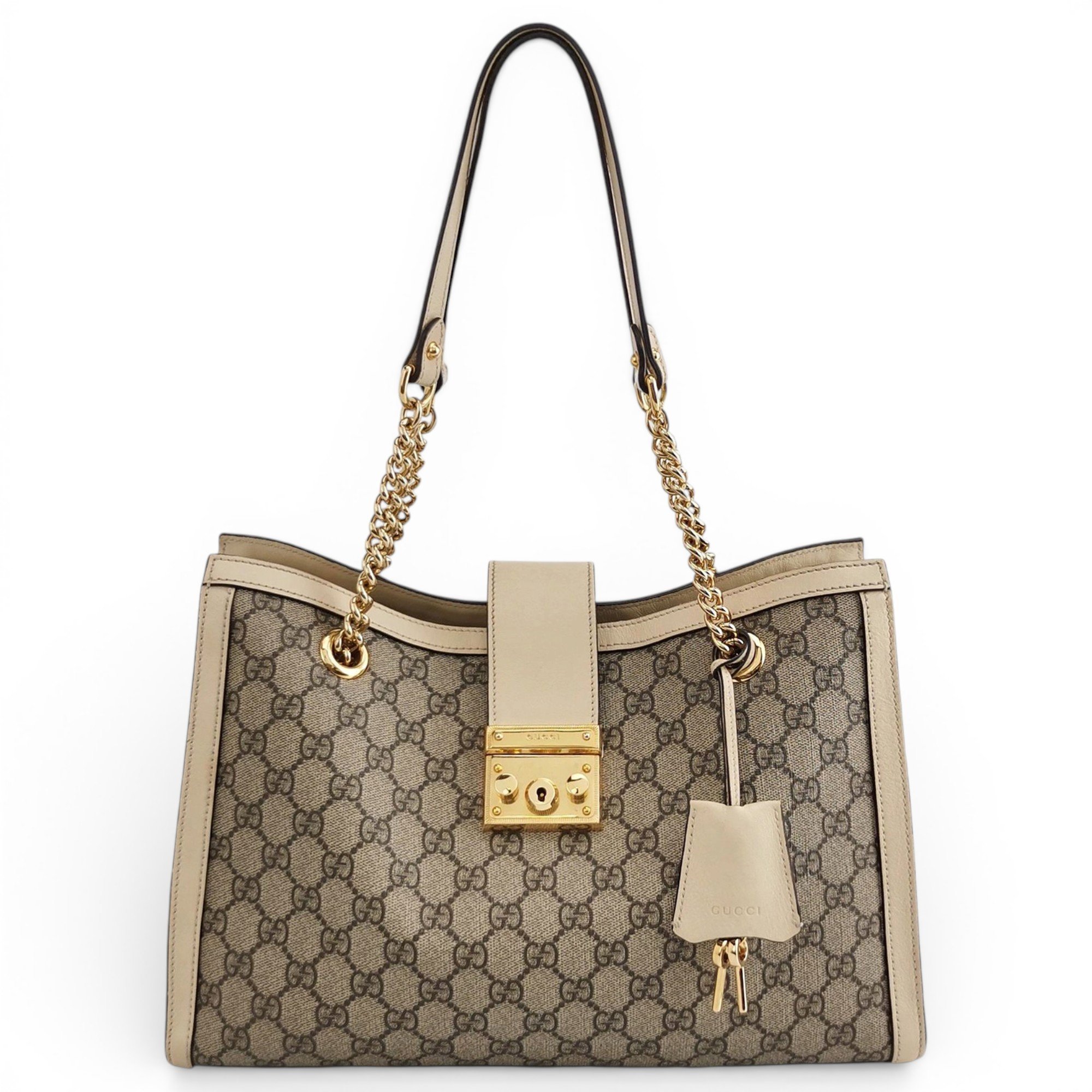 Padlock leather handbag