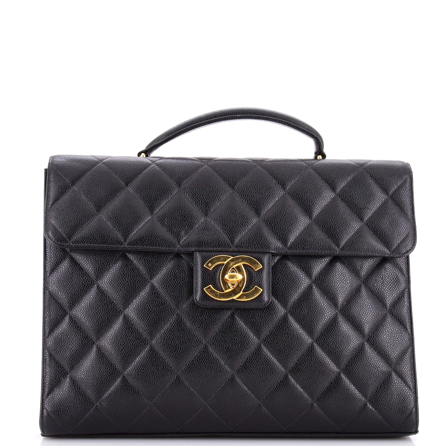 Vintage CC Briefcase Quilted Caviar Large
