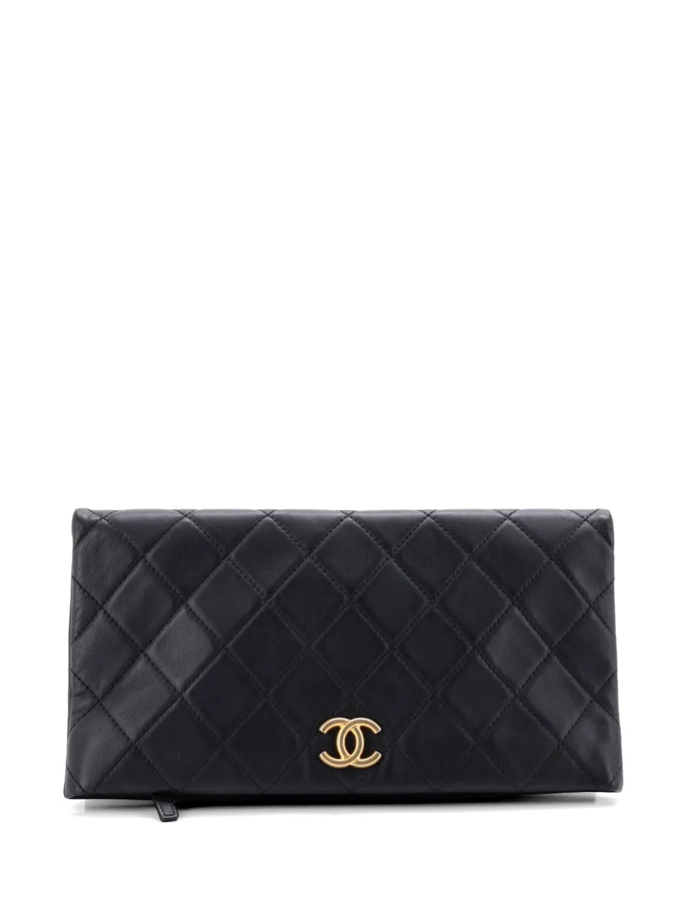 CC Foldover Quilted Lambskin Large clutch bag