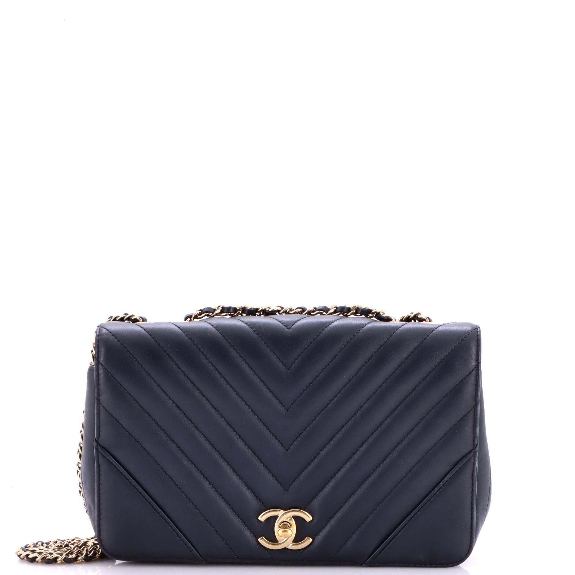 Statement Flap Bag Chevron Calfskin Small