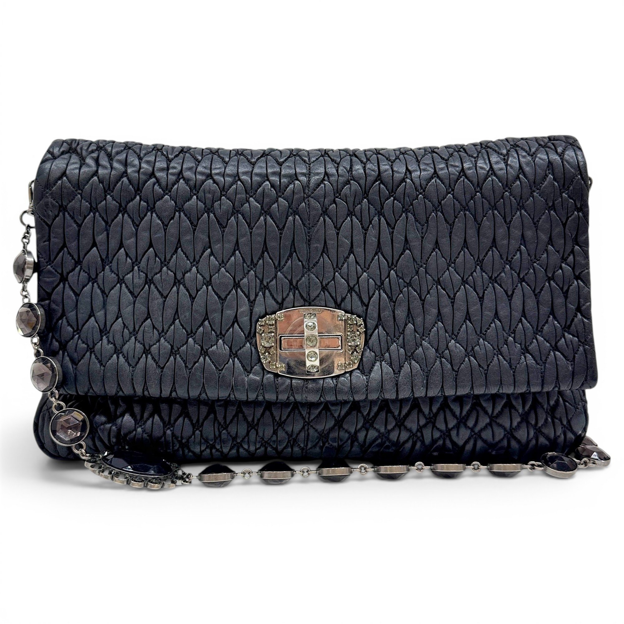 Miu Crystal leather handbag