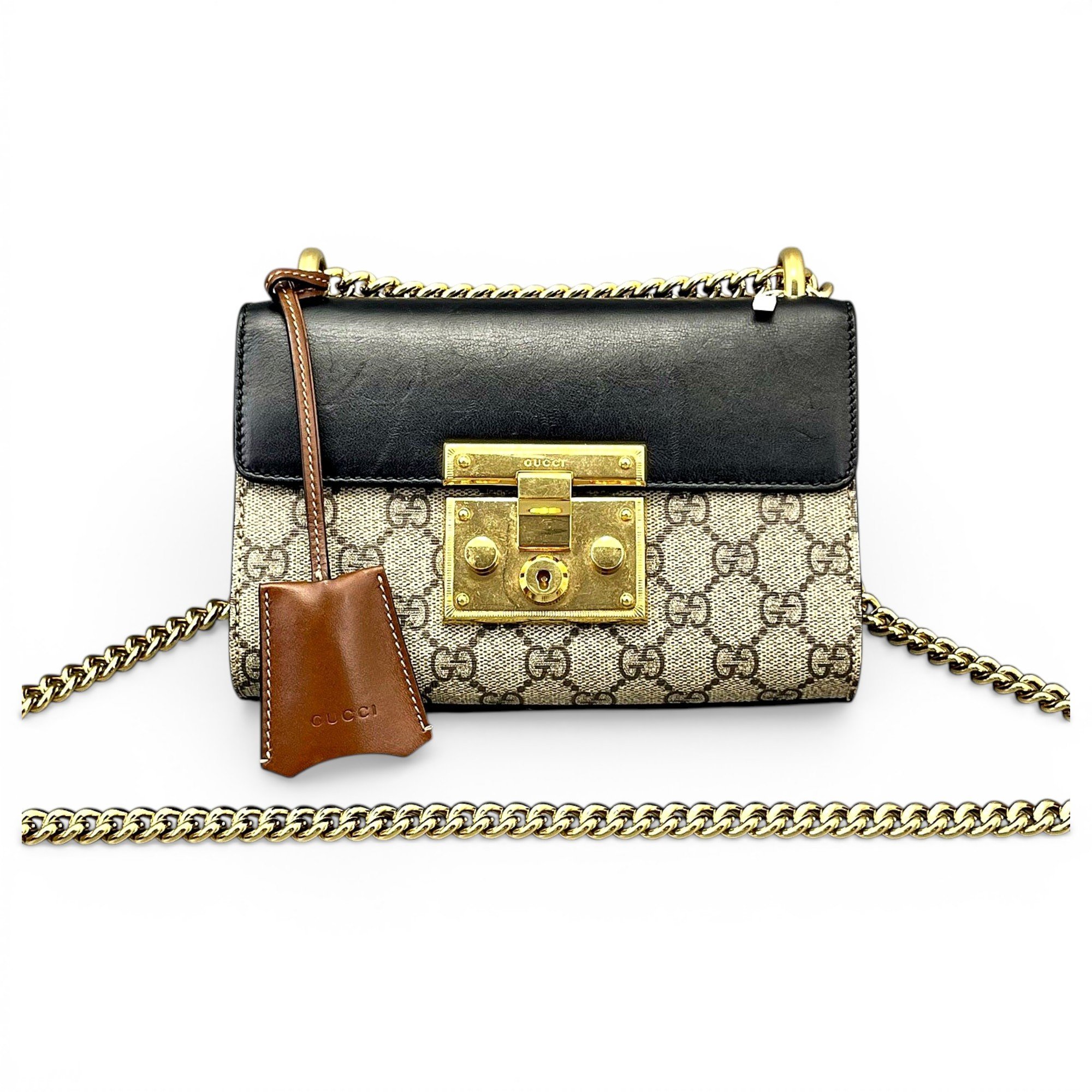 Padlock leather handbag