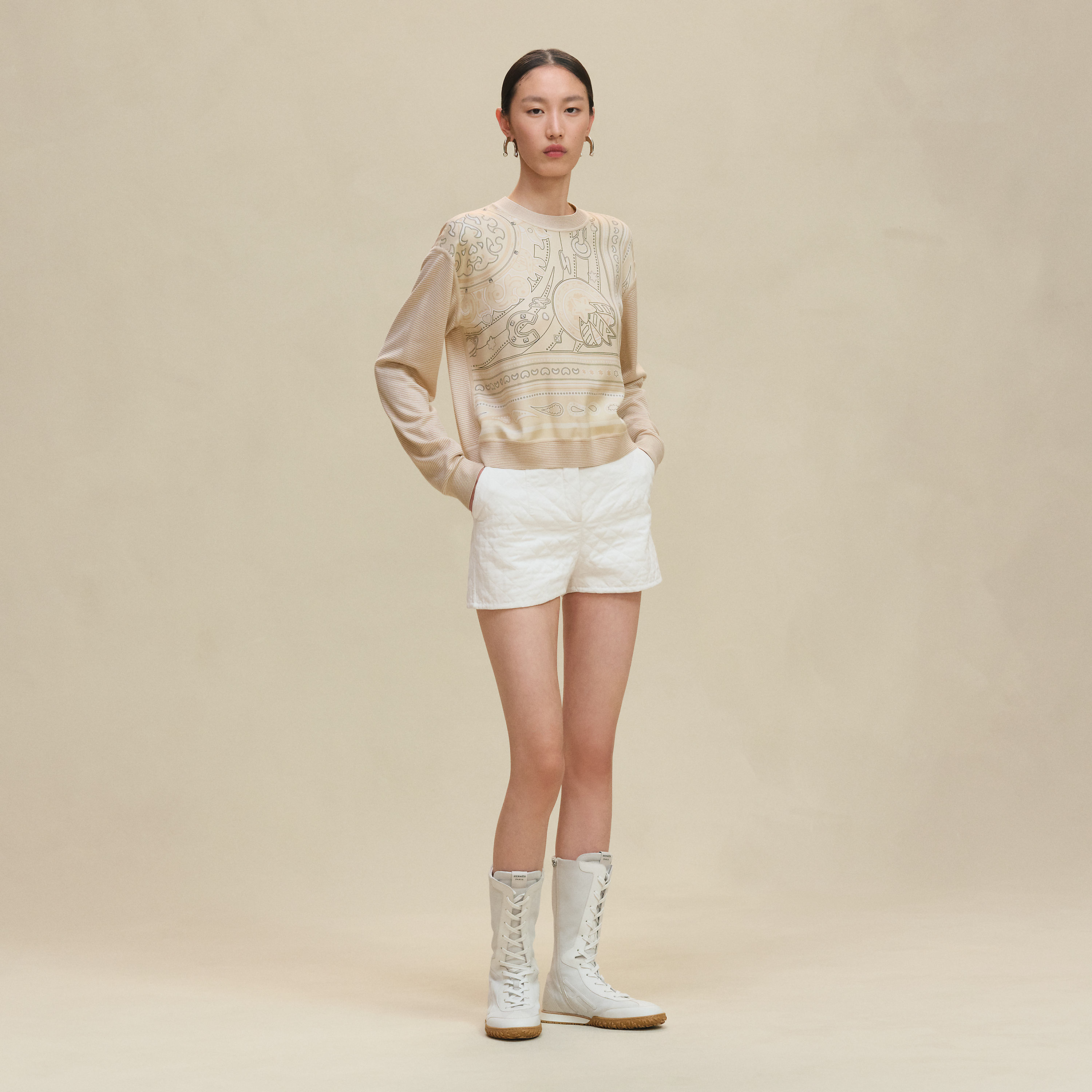 "Candy Libris" long-sleeve twillaine sweater