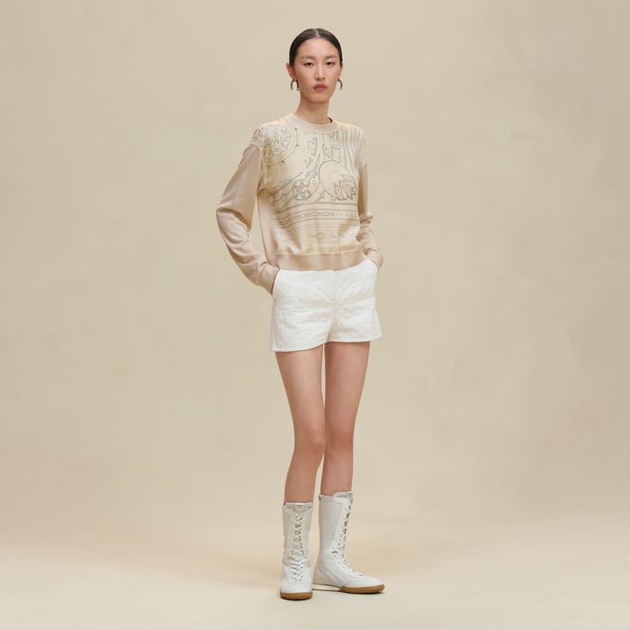 Blanc Perle "Candy Libris" Long-sleeve Twillaine Sweater
