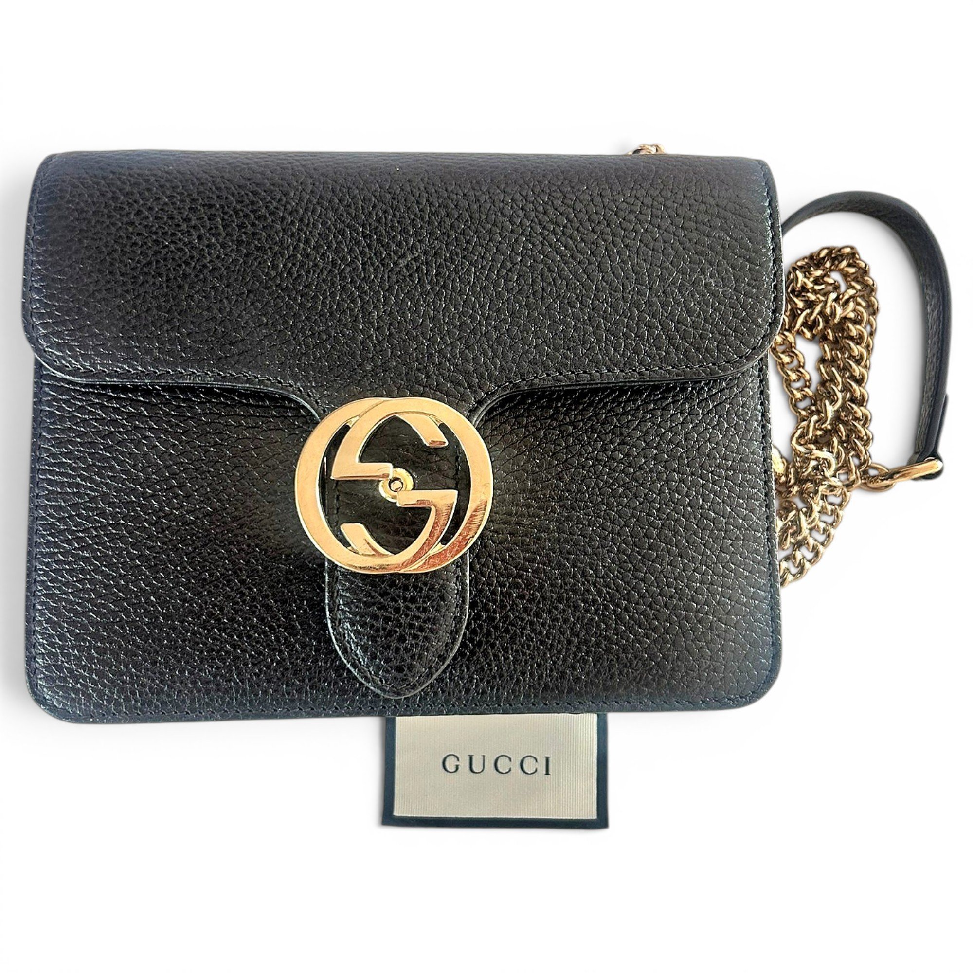 Interlocking leather handbag