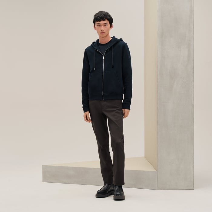Marine "Ex-libris" Hooded Sweater With Silk Detail