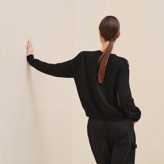 Noir "Eperon d'Or Bandana" Long-sleeve Twillaine Sweater