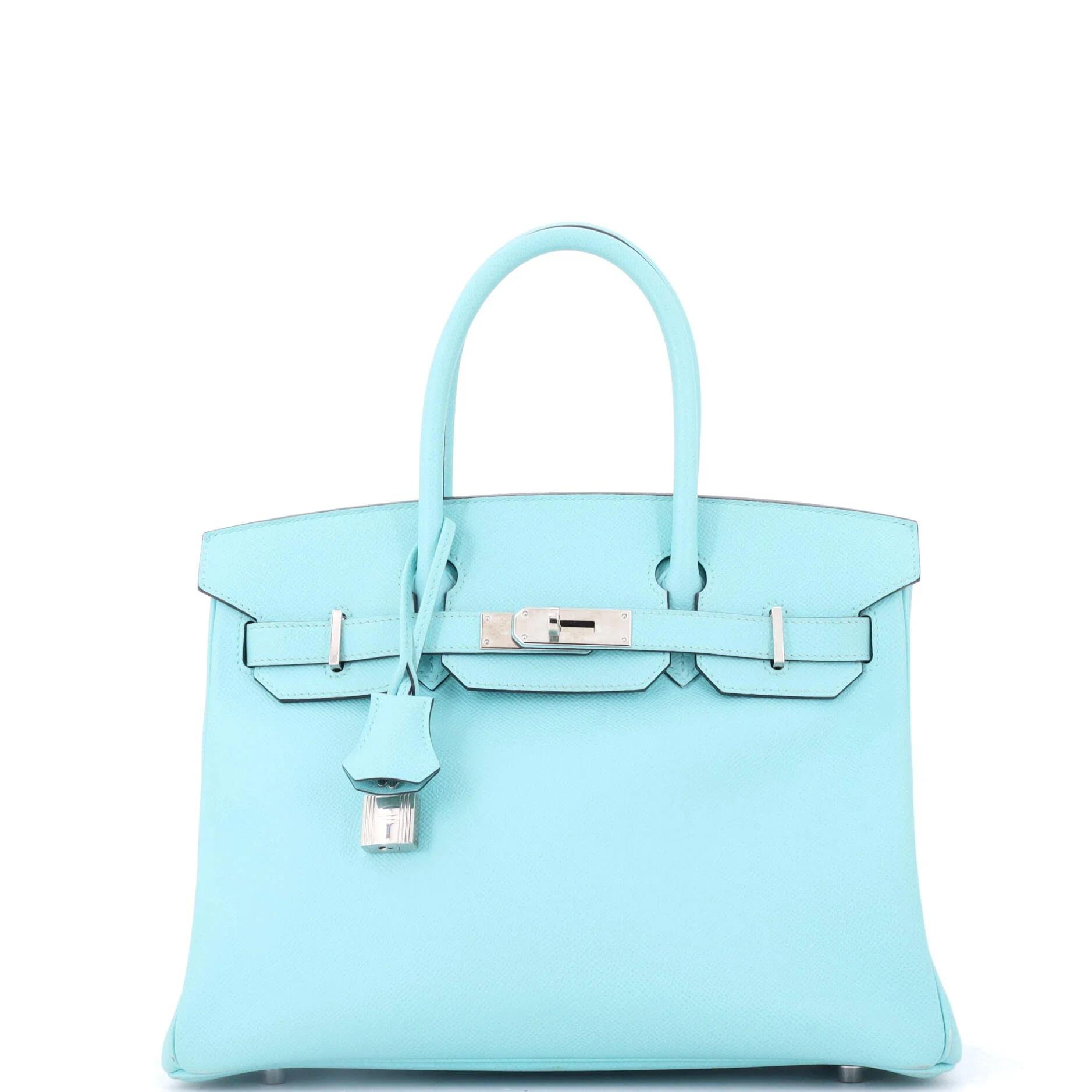 Hermes Birkin 30 Handbag Bleu Atoll Epsom Leather 2015