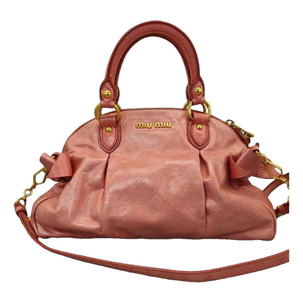 Bow bag leather handbag