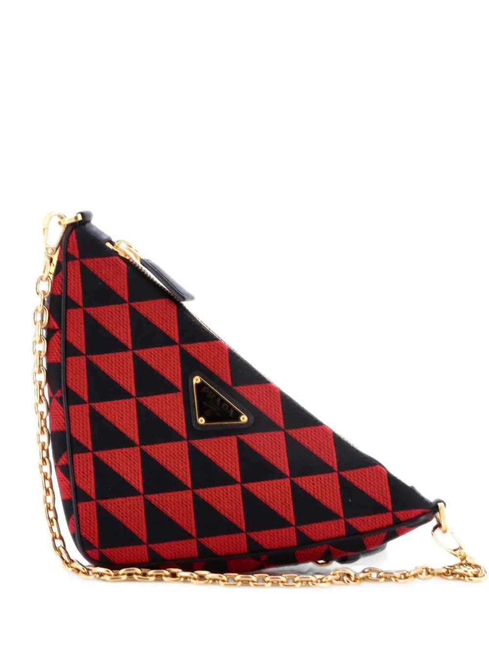 Symbole Triangle Bag Leather and Jacquard Mini shoulder bag