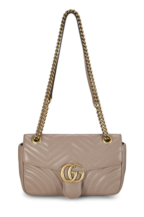 Gucci Beige Leather GG Marmont Shoulder Bag Small