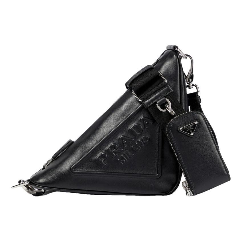 Triangle leather crossbody bag