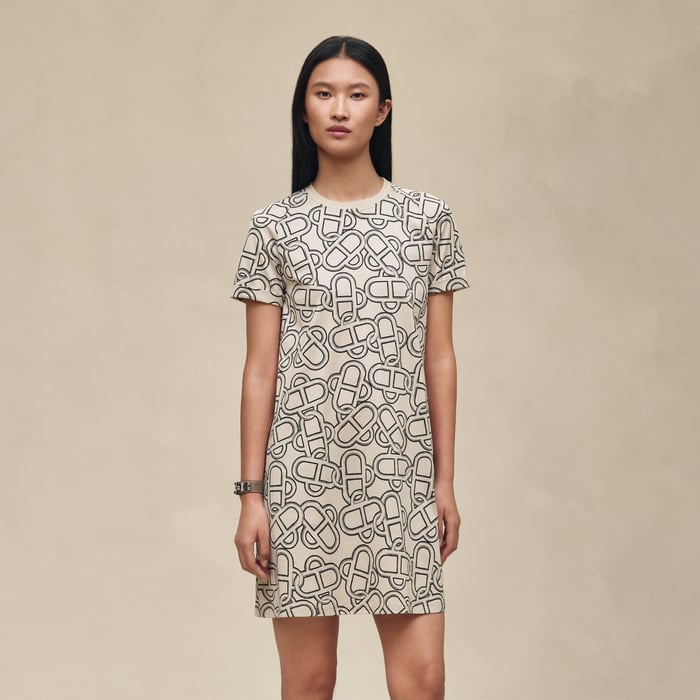 Beige Pierre d'Istrie "Maillon Equestre" Flared Dress