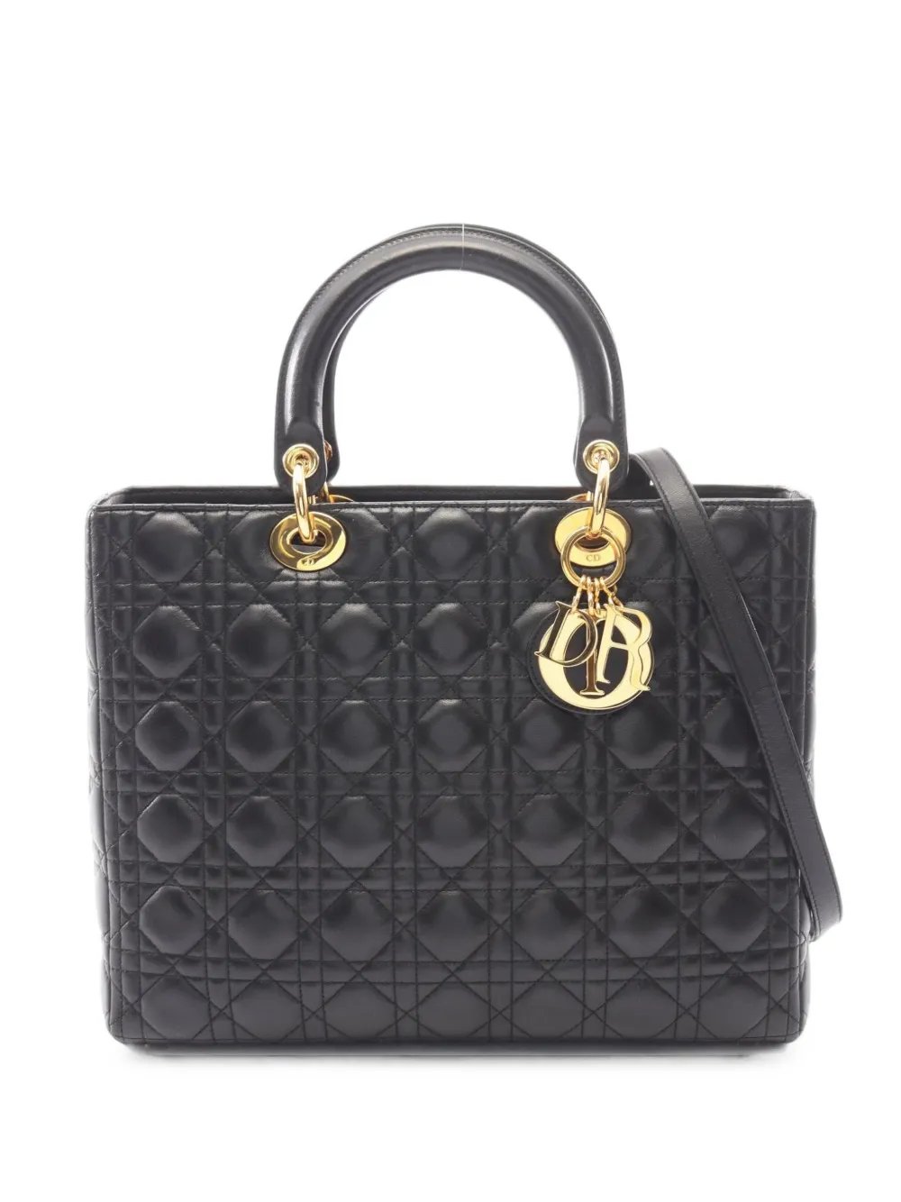 2010s large Lady Dior Cannage 2-way tote bag