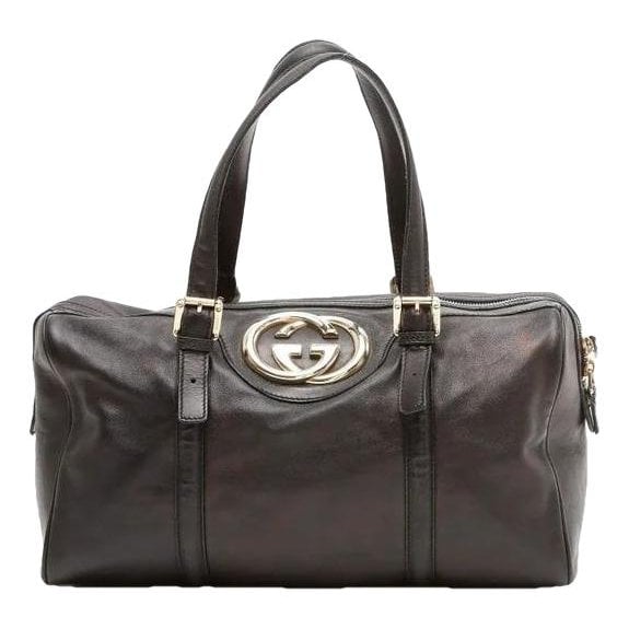 Interlocking leather handbag
