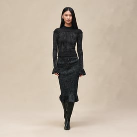 "Soleil de Soie Poudre" smocked pencil skirt 