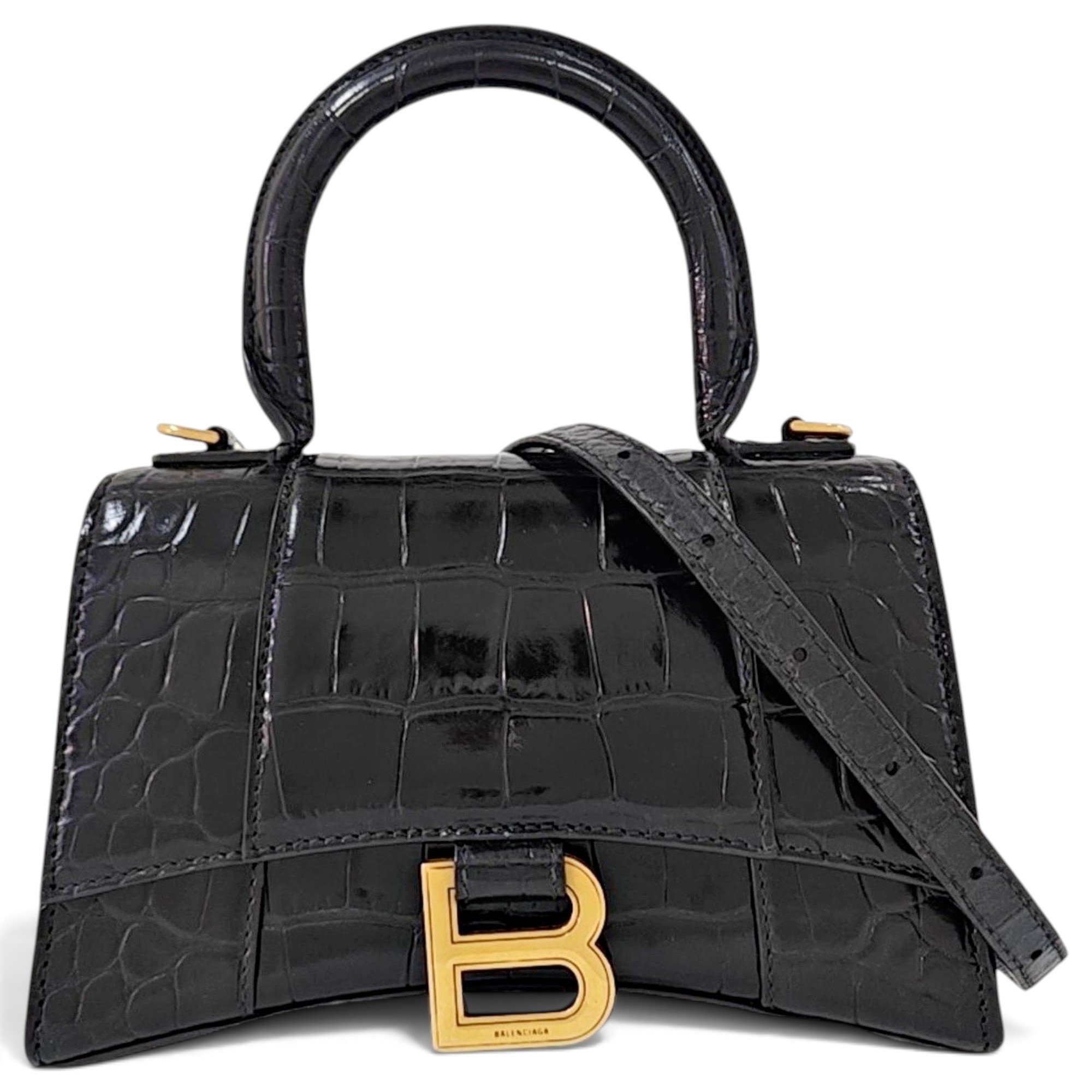 Hourglass leather handbag
