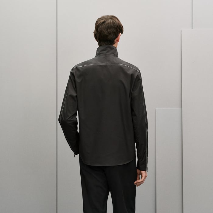 Anthracite Straight Cut Shirt With Contrasted Detail