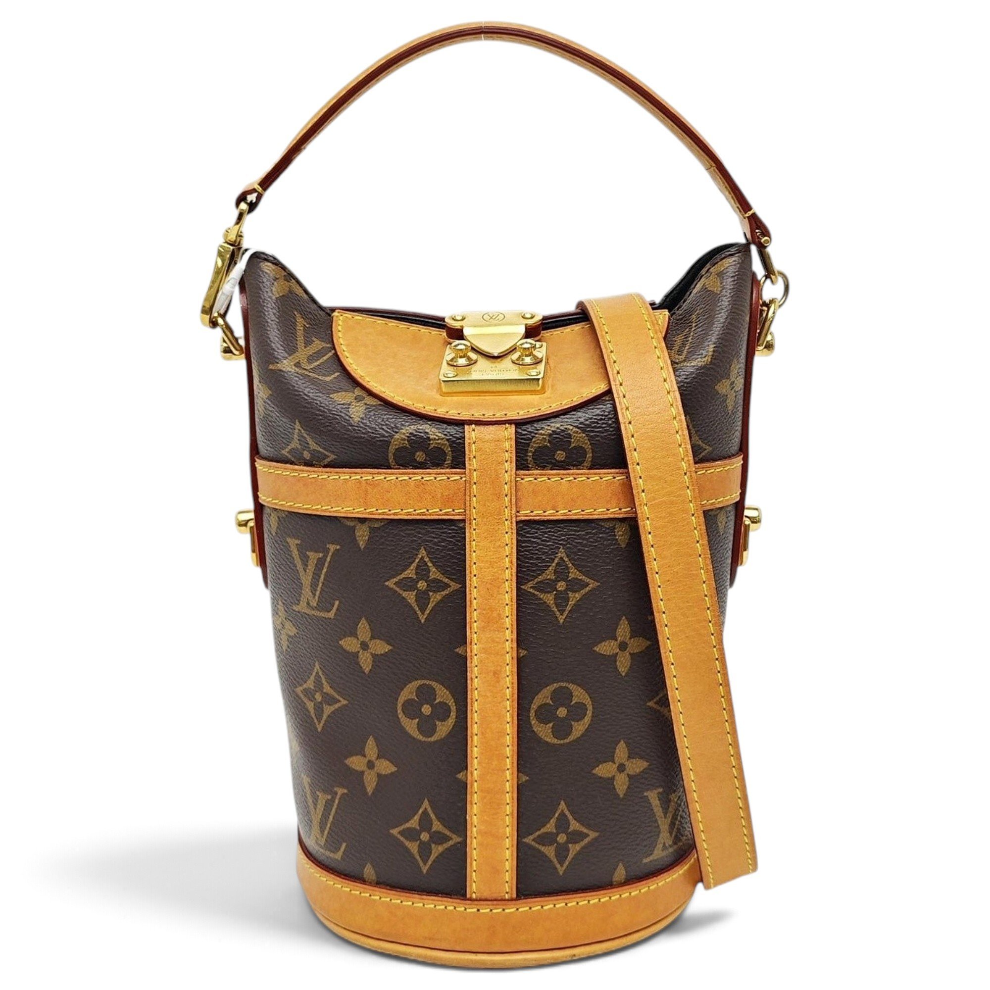 Duffle leather handbag