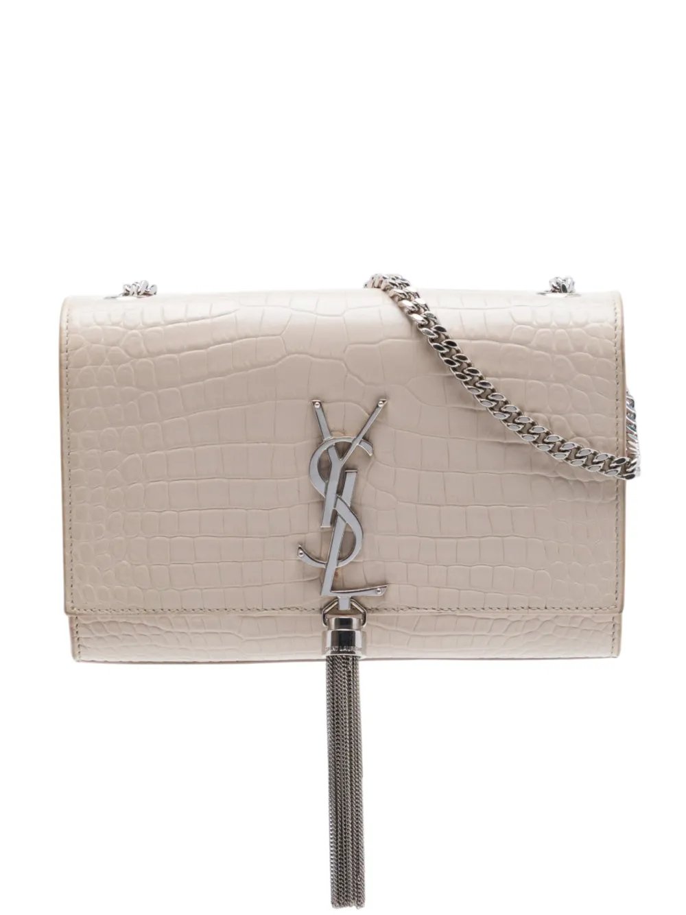 2018 Medium Croc Embossed Leather Monogram Kate Tassel crossbody bag