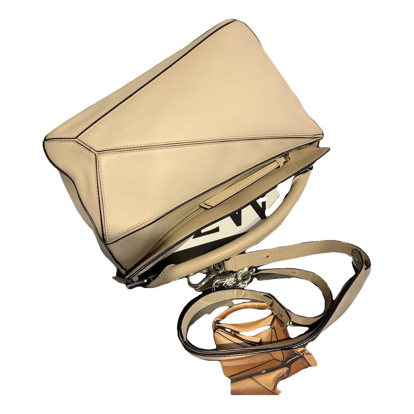 Puzzle leather handbag