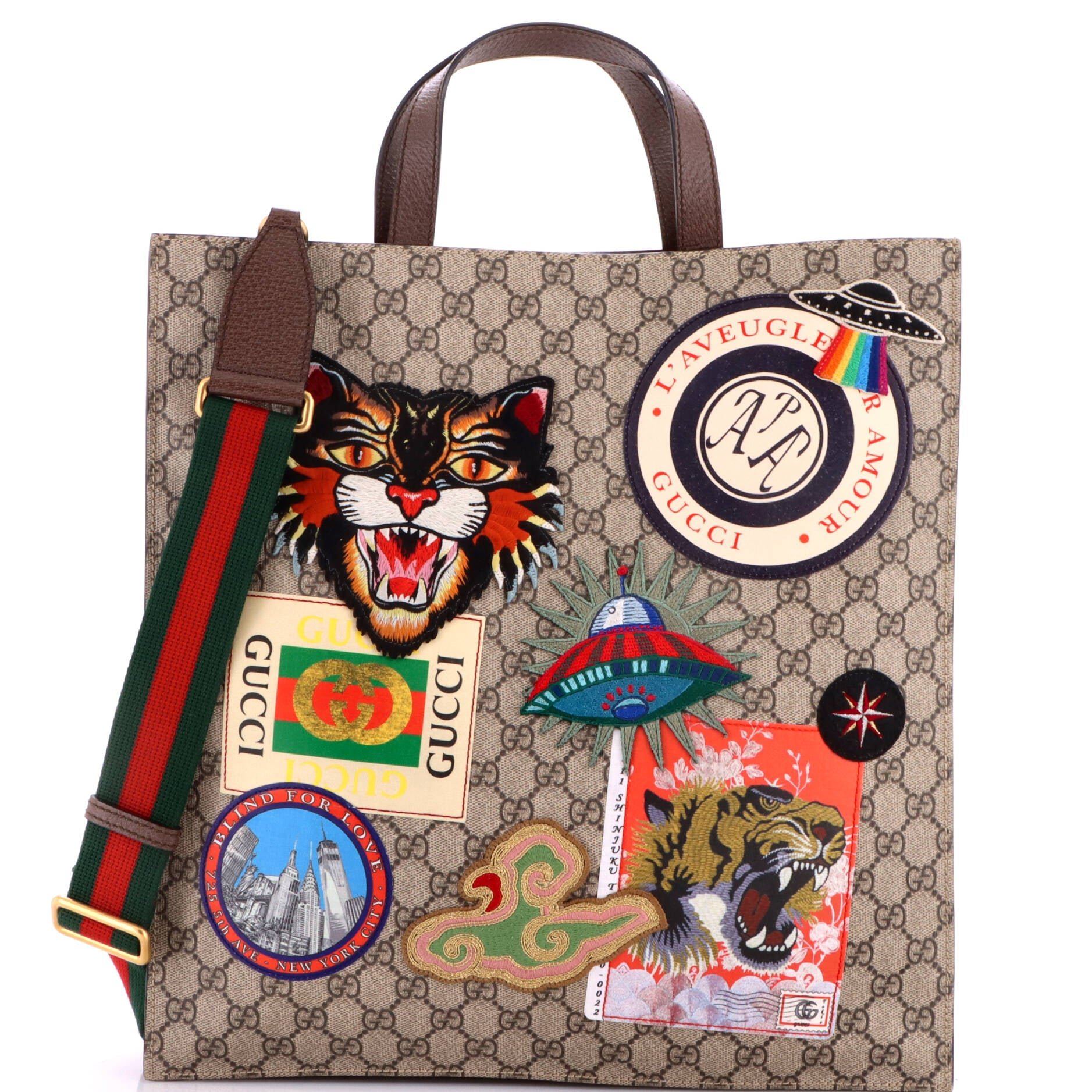 Courrier Convertible Soft Open Tote GG Coated Canvas with Applique North South