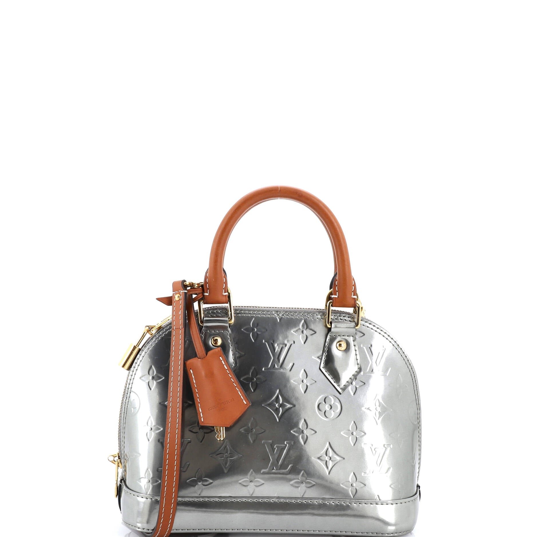 Louis Vuitton Alma Handbag Metallic Monogram Vernis with Leather BB