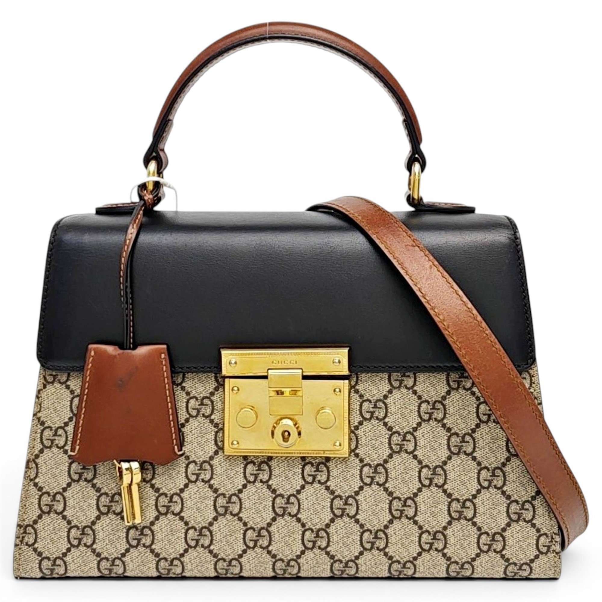 Padlock leather handbag