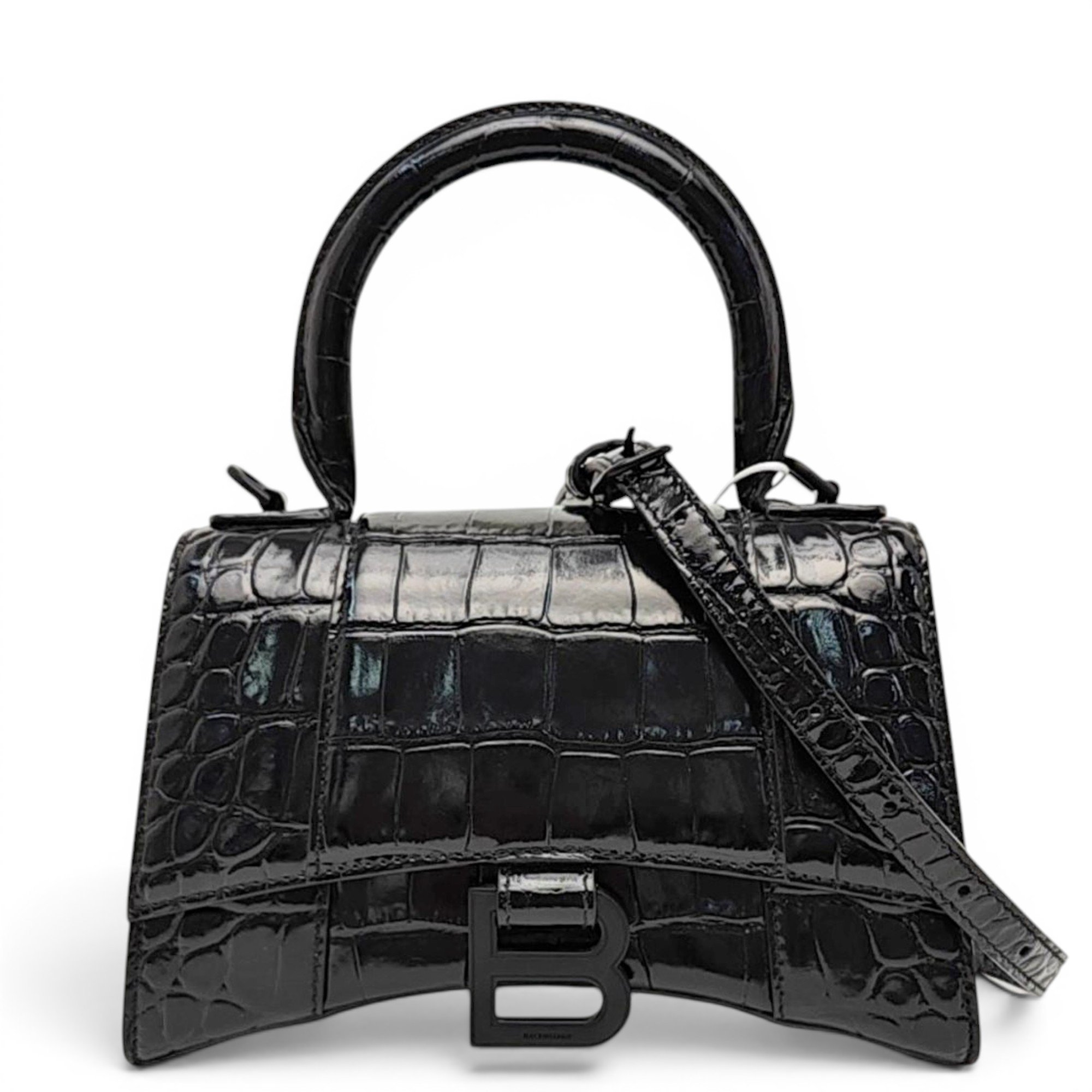 Hourglass leather handbag