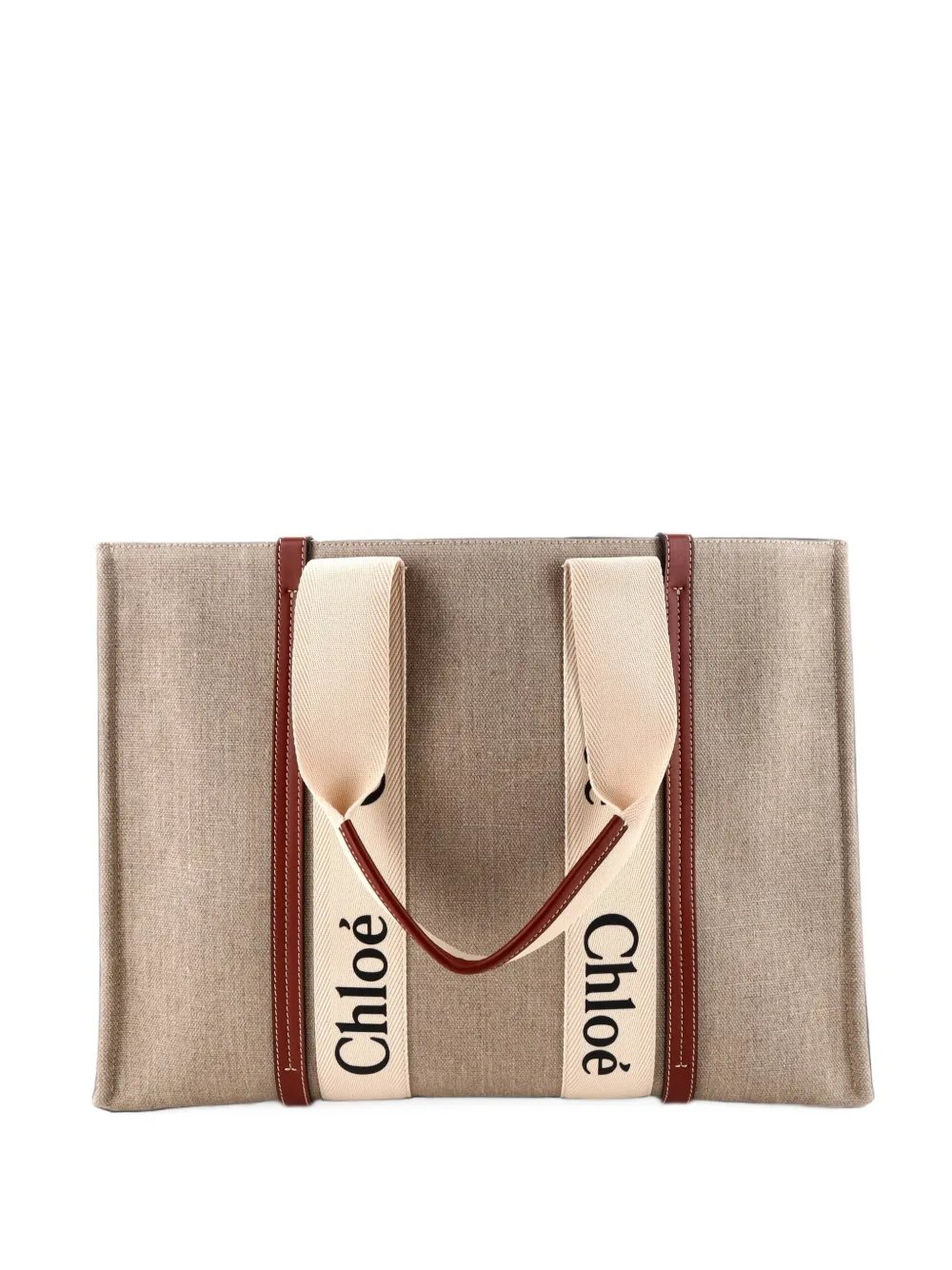 Woody Canvas with Leather Large tote bag